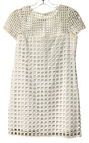 MILLY White Grid Lace S/S Dress