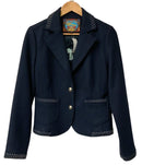 FILLMORE Navy Wool Topstitched Blazer