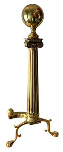 Pair of Brass Column Andirons