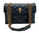 KURT GEIGER Black Quilted Leather Kensington Flap Bag