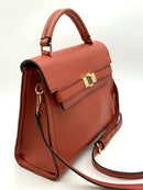 FREDERIC PARIS Burnt Orange Grained Leather Top Handle Satchel