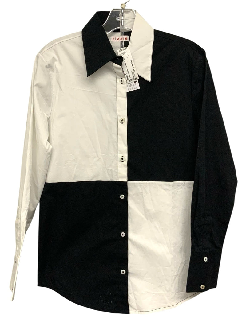 TIZZIE Black/White Color Block L/S B/D Top