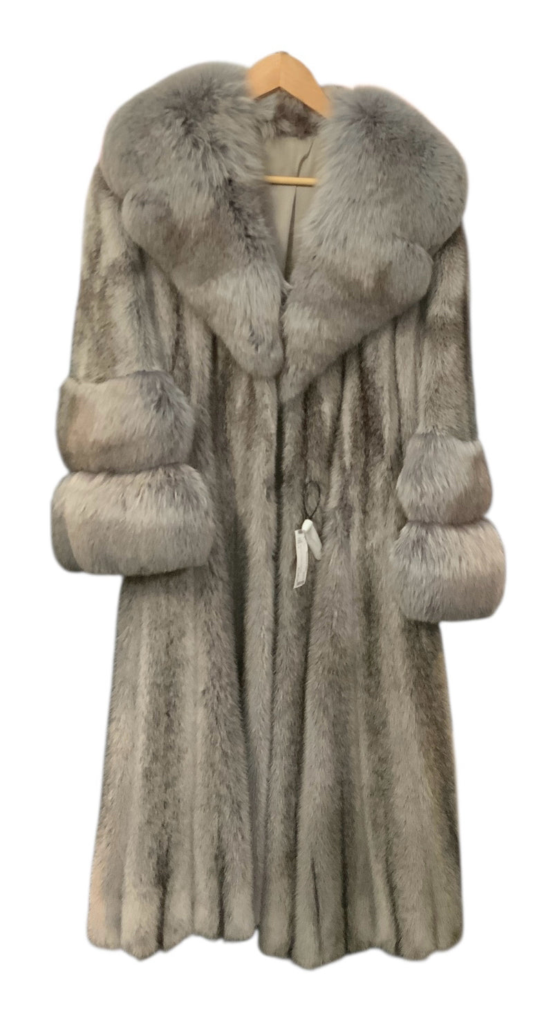 Silver Fox Fur Full Length Coat