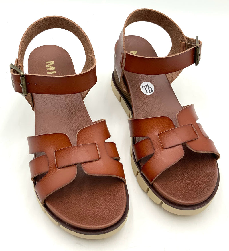 MIA Brown Faux Leather Lorna Wedge Sandals 7.5