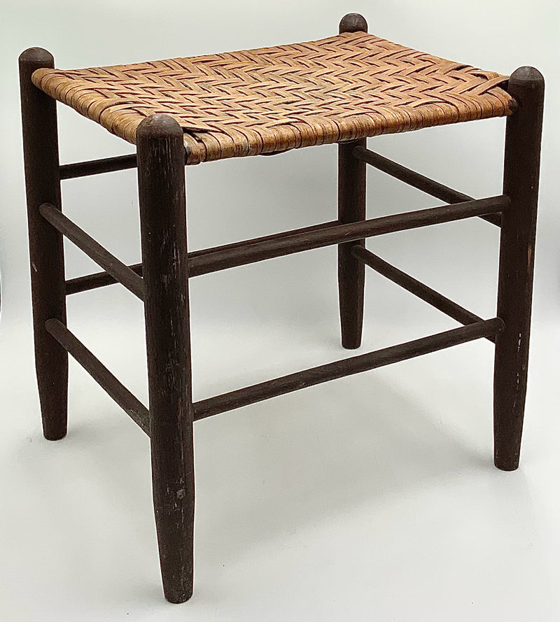 Antique Stool with Woven Seat