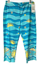 LILLY PULITZER Vintage Aqua/Yellow "Beach Motif" Capri Pants