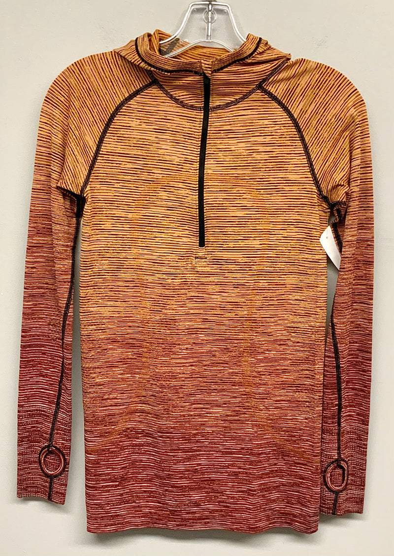 LULULEMON Orange Berry Ombre Stripe 1/2 Zip Hooded Thumbhole Top