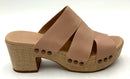 CHOCOLAT BLU Light Tan Leather Burlap Heel Gusto Sandals 10