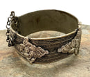 Sterling & Silvertone Metal Tribal Style Hinged Bracelet