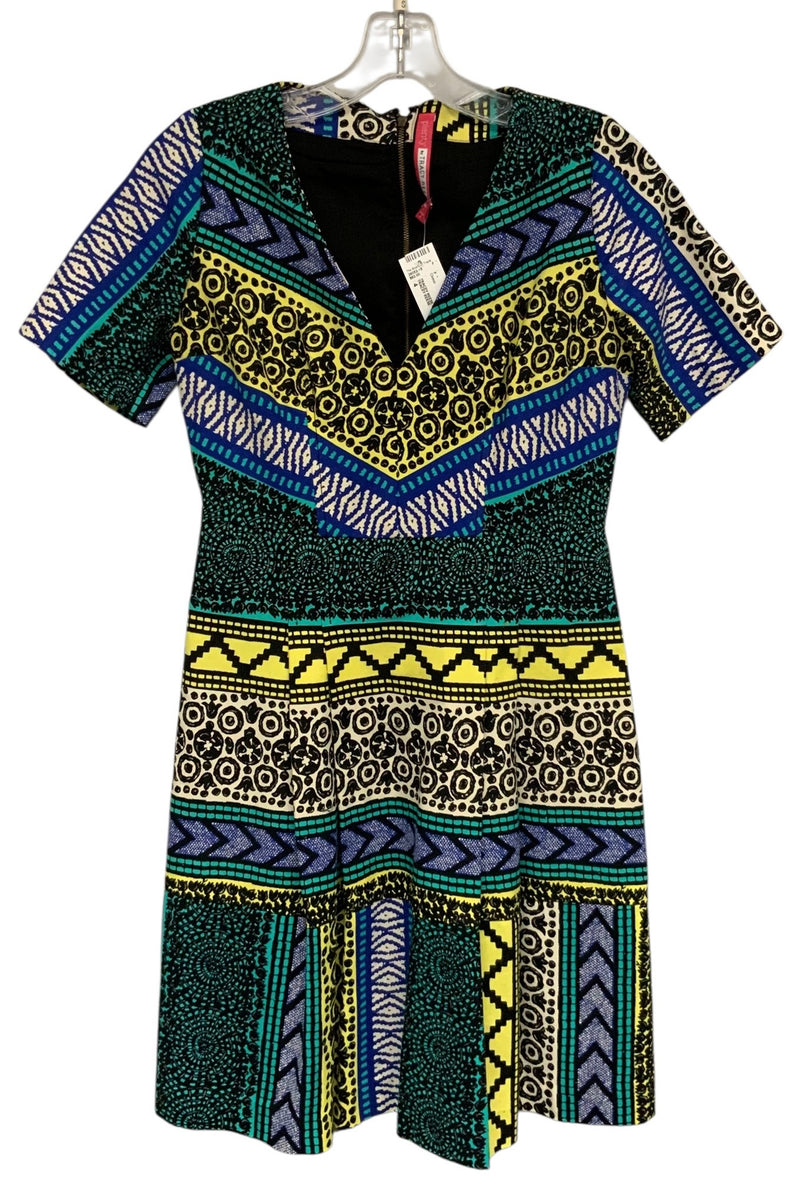 TRACEY REESE Blue Multi Geo Patterned New Moon A Line Dress