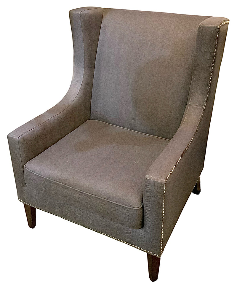 Graphite Tweed Armchair With Nailhead Trim