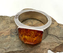 Sterling & Amber Hinged Cuff Bracelet