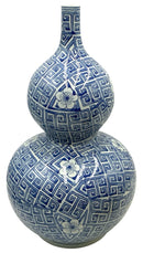 Blue & White Asian Double Gourd Vase