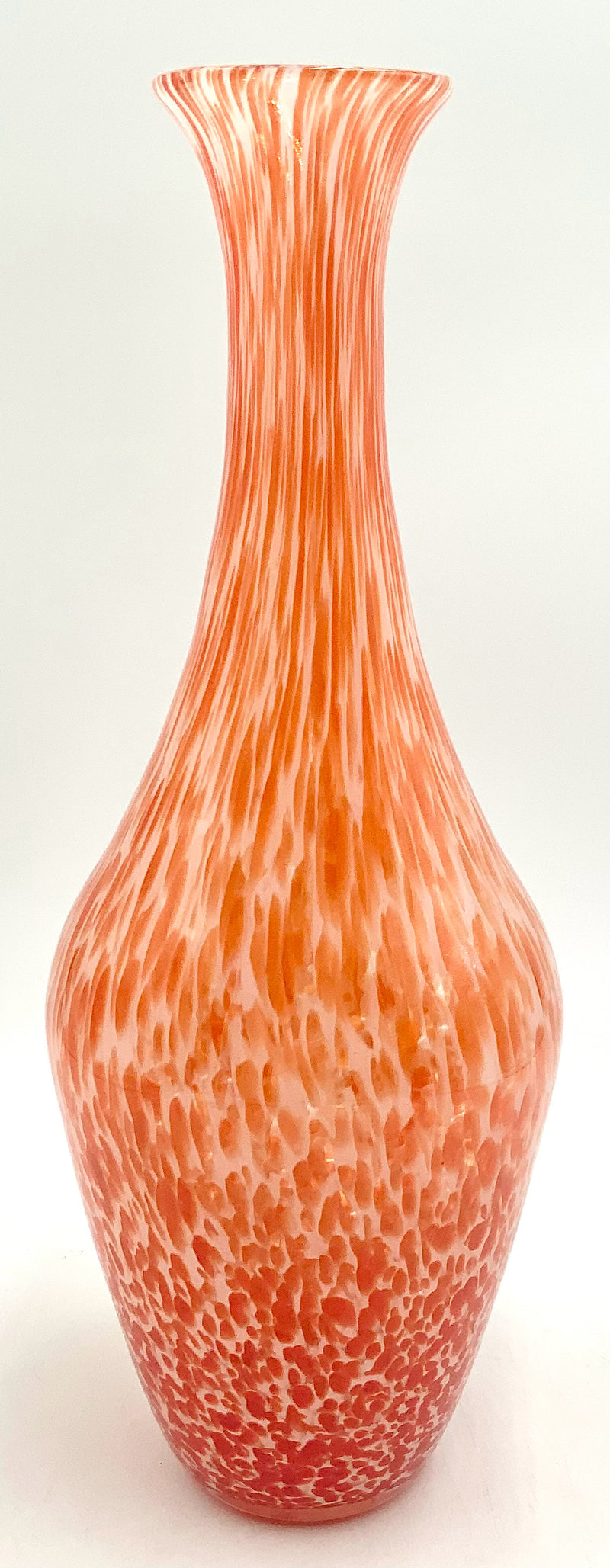 Handblown Orange & White Swirl Vase