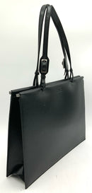 GUCCI Vintage Black Grained Leather Structured Tote Bag