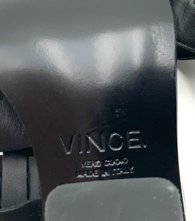 VINCE Black Leather Caged Nicolette H/H Sandals 8M