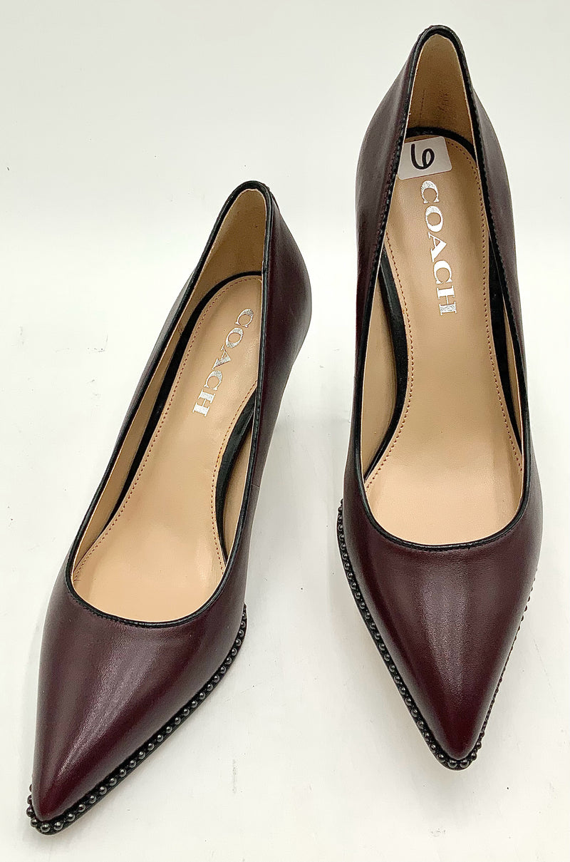 COACH Oxblood Lea Bead Chain Vonna Pointed Pumps 6