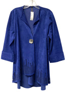 IC BY CONNIE K. Royal Blue Lazer Cut Cuff Sleeve Jacket