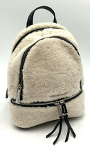 MICHAEL KORS Black Leather Rhea Shearling Backpack
