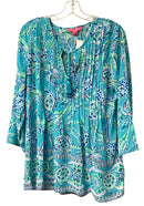 LILLY PULITZER Turq Multi Turtle Print Marilina Tunic Top