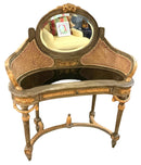 Gilt Wood Cane Vanity with Mirror