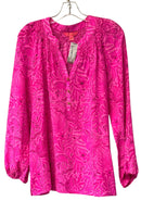 LILLY PULITZER Pink w/Smocked Detail "Elsa" Silk Top