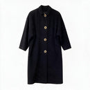 SAKS FIFTH AVENUE Vintage Black w/Goldtone Buttons Cashmere Coat AS IS