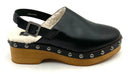 KELSI DAGGER Black  Leather Shearling Lined Clogs 7.5