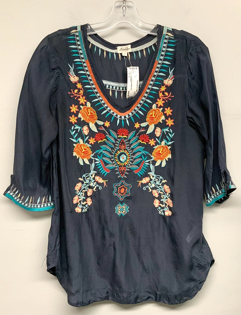 LITCHKEN Blue Multi Floral Embroidered Tunic Top