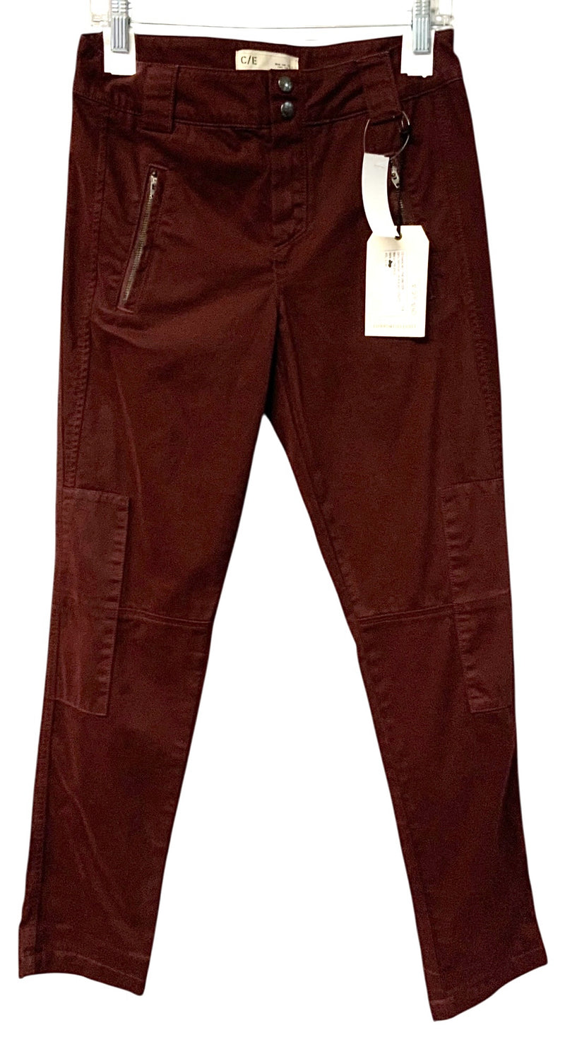 CURRENT/ELLIOTT Maroon Zip Pocket Utility Jeans