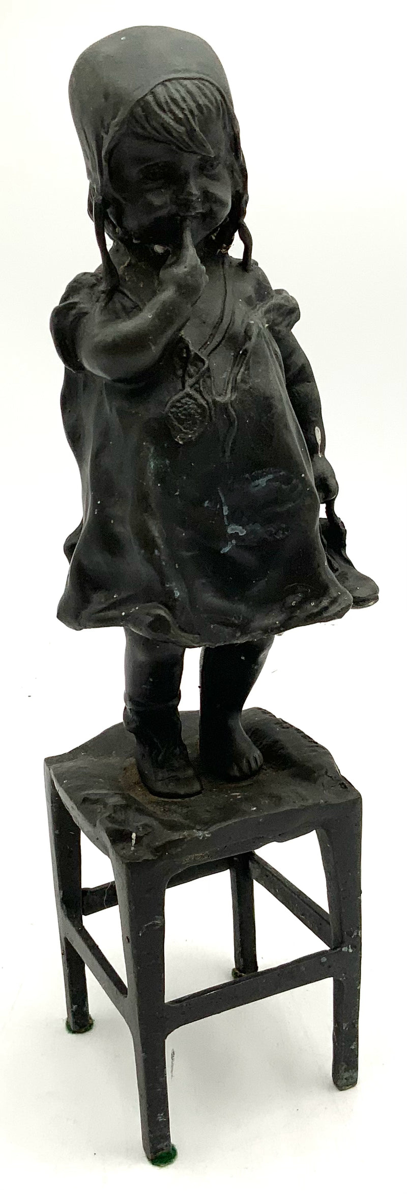 Bronze Statue of Girl on Chair
