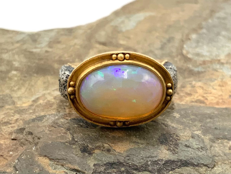 MICHAEL JENSEN 18kt Gold, Sterling & Opal Ring
