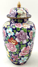 Enamel Over Metal Lidded Ginger Jar