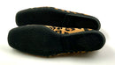 PAUL MAYER Black Tan Leopard Suede Cap Toe Low Heel Wedges 7