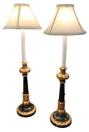 Pair of Gold & Black Candlestick Buffet Lamps