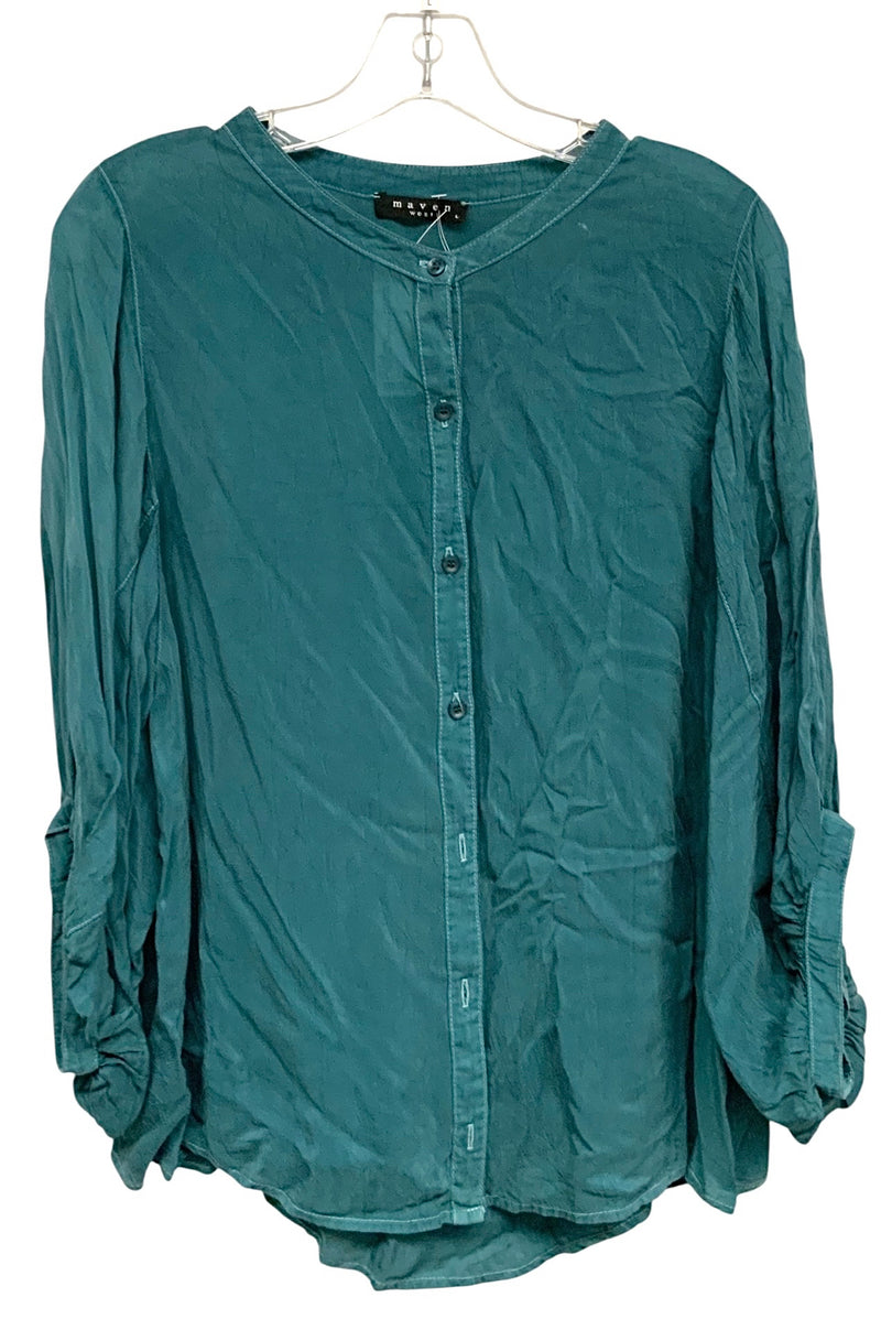 Maven West Teal "Janis" Puff Sleeve B/D Top