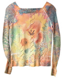 BOHO CHIC Peach/Yellow/Green/Blue Tie Dye w/Net Sleeves Top