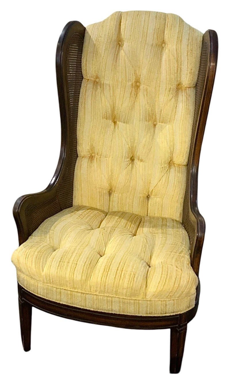 Mid Century Double Cane Chair with Original Upholstery