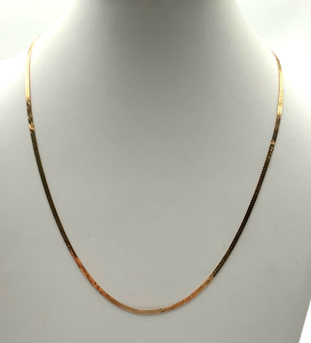 14kt Gold Herringbone Chain Necklace, 24"l