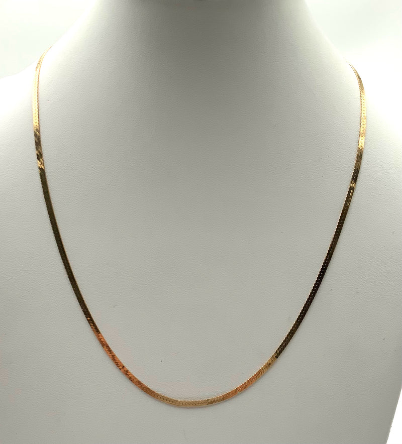 14kt Gold Herringbone Chain Necklace, 24"l