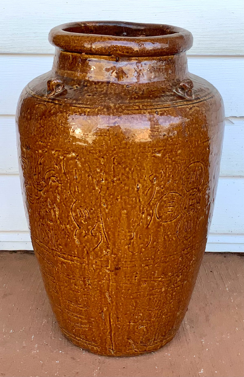 Chinese Martaban Jar with Brown Glaze