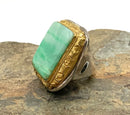 Sterling, Goldtone Metal & Jade Ring
