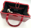 NANCY GONZALEZ Red Genuine Crocodile Toggle Closure Frame Satchel