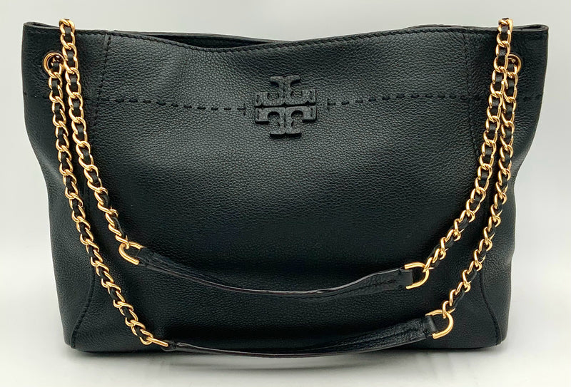 TORY BURCH Black Leather McGraw Chain Bag