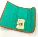 Dooney & Bourke Jade Green Pebbled Leather Vachetta Trim Wallet