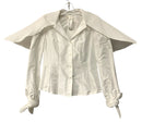 NARACAMICIE White Oversized Pleated Collar/Tie Cuff L/S B/D Top