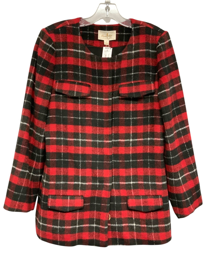 FLORA BEA Black/Red Plaid w/Snap Closures & Flap Pockets Jacket