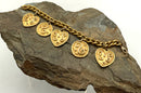 Gold Electroplated Metal Etruscan Revival Style Charm Bracelet