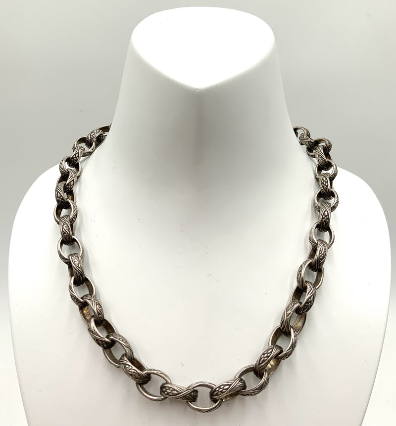 Stephen Dweck Sterling Stamped Link Chain Necklace