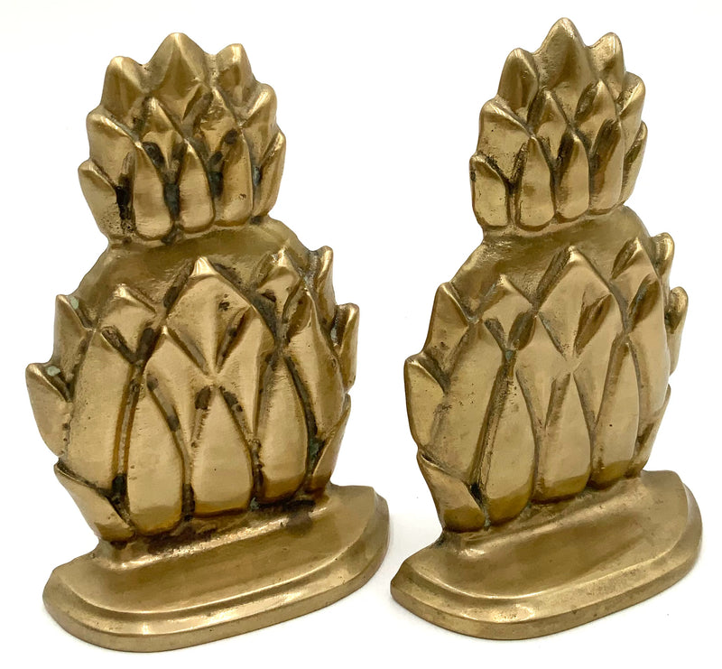 Vintage Brass Bookends with Pineapple Motif